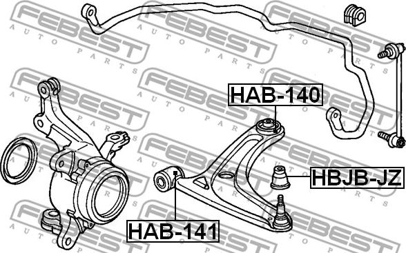 Febest HAB-140 - Silent Block, Supporto Braccio Oscillante www.autoricambit.com