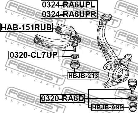 Febest HAB-151RUB - Silent Block, Supporto Braccio Oscillante www.autoricambit.com