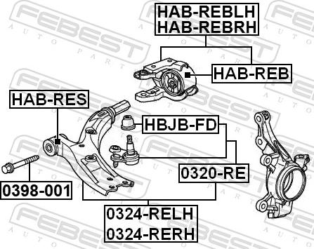 Febest HAB-REBLH - Silent Block, Supporto Braccio Oscillante www.autoricambit.com