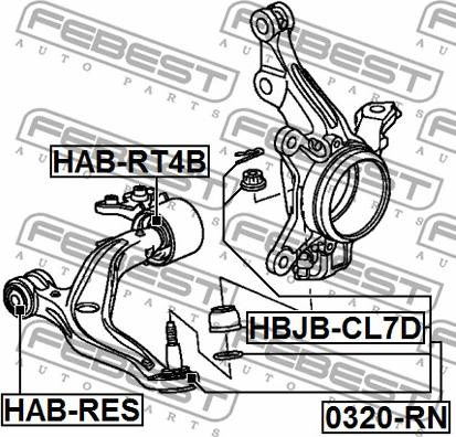 Febest HAB-RT4B - Silent Block, Supporto Braccio Oscillante www.autoricambit.com