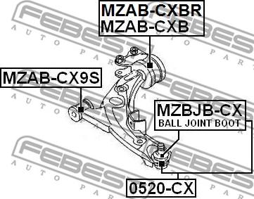 Febest MZAB-CX9S - Silent Block, Supporto Braccio Oscillante www.autoricambit.com