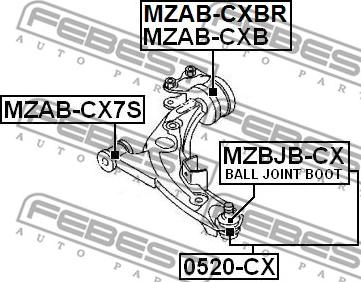 Febest MZAB-CX7S - Silent Block, Supporto Braccio Oscillante www.autoricambit.com