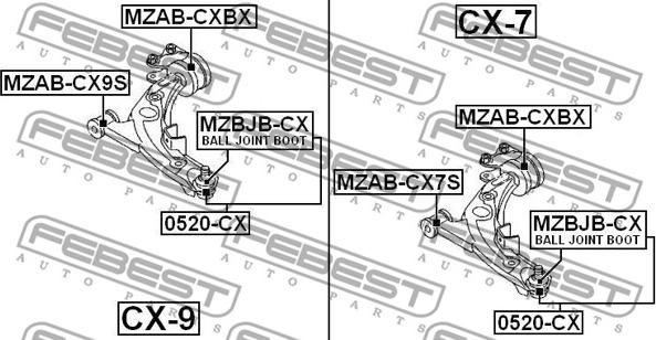 Febest MZAB-CXBX - Silent Block, Supporto Braccio Oscillante www.autoricambit.com