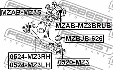 Febest MZAB-MZ3BRUB - Silent Block, Supporto Braccio Oscillante www.autoricambit.com