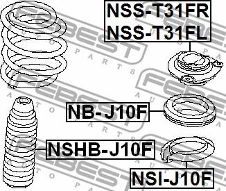 Febest NB-J10F - Cuscinetto volvente, Supporto ammortizz. a molla www.autoricambit.com