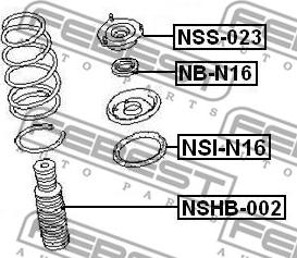 Febest NB-N16 - Cuscinetto volvente, Supporto ammortizz. a molla www.autoricambit.com