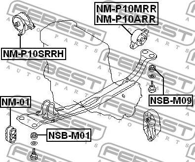 Febest NM-P10SRRH - Sospensione, Motore www.autoricambit.com