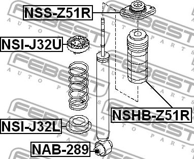 Febest NSS-Z51R - Supporto ammortizzatore a molla www.autoricambit.com