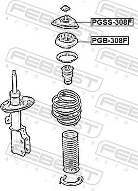 Febest PGB-308F - Cuscinetto volvente, Supporto ammortizz. a molla www.autoricambit.com