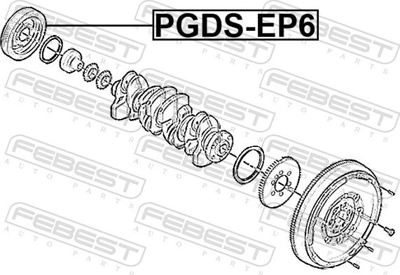 Febest PGDS-EP6 - Puleggia cinghia, Albero a gomiti www.autoricambit.com