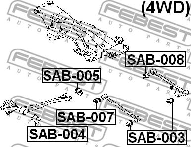 Febest SAB-008 - Silent Block, Supporto Braccio Oscillante www.autoricambit.com