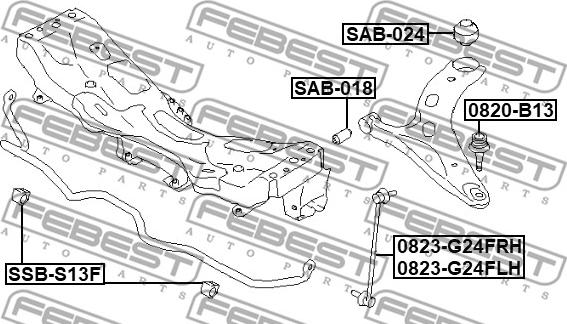 Febest SAB-024 - Silent Block, Supporto Braccio Oscillante www.autoricambit.com