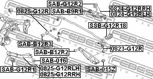 Febest SAB-G12R1 - Silent Block, Supporto Braccio Oscillante www.autoricambit.com