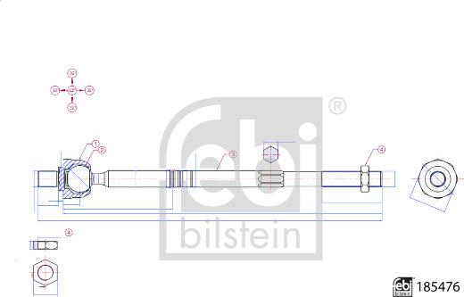 Febi Bilstein 185476 - Giunto assiale, Asta trasversale www.autoricambit.com