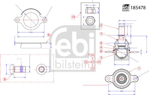 Febi Bilstein 185478 - Giunto di supporto / guida www.autoricambit.com