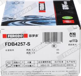 Ferodo FDB4257-S - Kit pastiglie freno, Freno a disco www.autoricambit.com