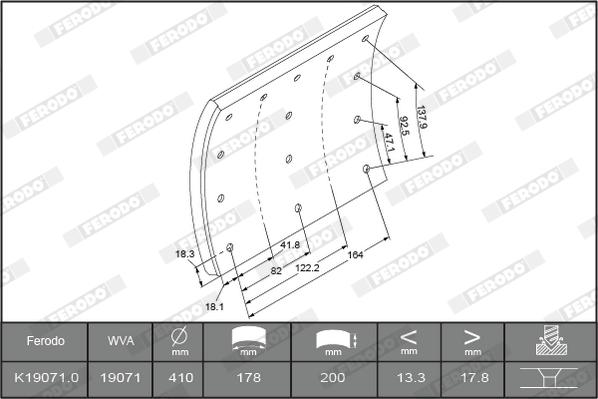 Ferodo K19071.1-F3526 - Kit materiale d'attrito, Freno a tamburo www.autoricambit.com