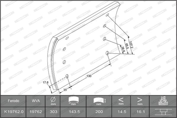 Ferodo K19762.0-F3549 - Kit materiale d'attrito, Freno a tamburo www.autoricambit.com