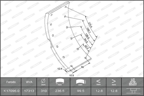 Ferodo K17096.0TG - Kit materiale d'attrito, Freno a tamburo www.autoricambit.com