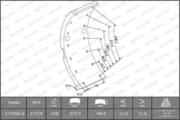 Ferodo K17096.0-F3653 - Kit materiale d'attrito, Freno a tamburo www.autoricambit.com