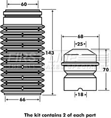 First Line FPK7033 - Kit parapolvere, Ammortizzatore www.autoricambit.com