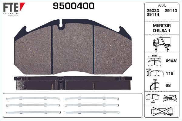 FTE 9500400 - Kit pastiglie freno, Freno a disco www.autoricambit.com