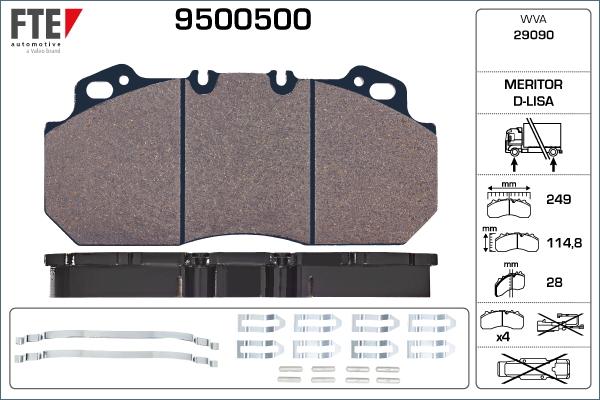 FTE 9500500 - Kit pastiglie freno, Freno a disco www.autoricambit.com