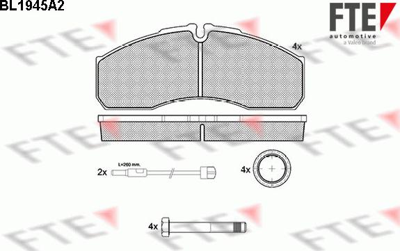 FTE 9500012 - Kit pastiglie freno, Freno a disco www.autoricambit.com