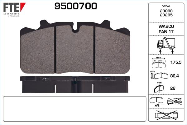 FTE 9500700 - Kit pastiglie freno, Freno a disco www.autoricambit.com