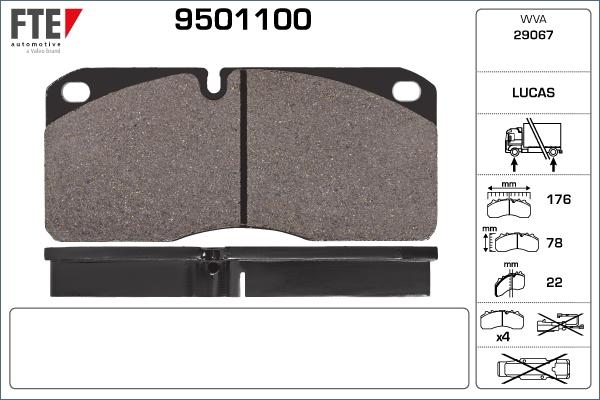 FTE 9501100 - Kit pastiglie freno, Freno a disco www.autoricambit.com