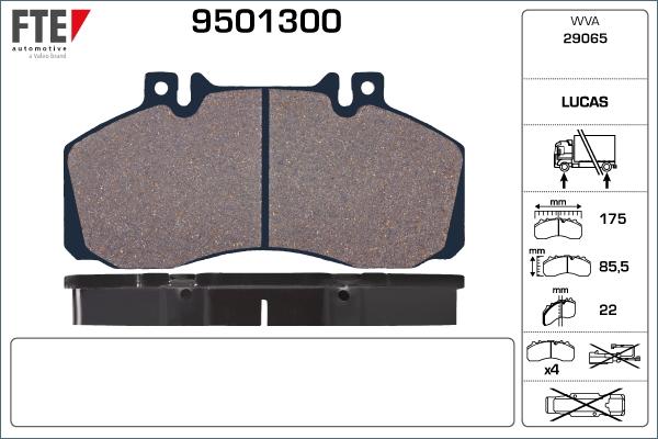 FTE 9501300 - Kit pastiglie freno, Freno a disco www.autoricambit.com