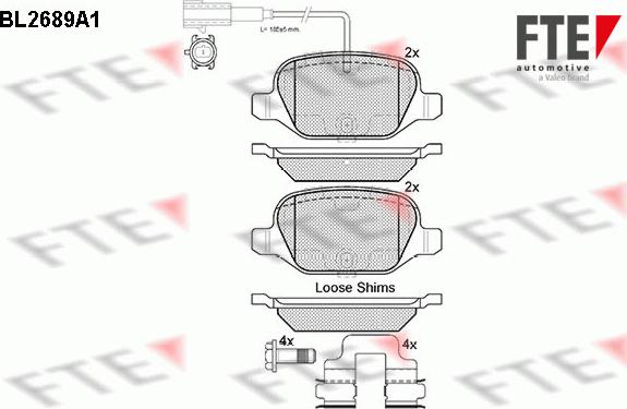 FTE BL2689A1 - Kit pastiglie freno, Freno a disco www.autoricambit.com