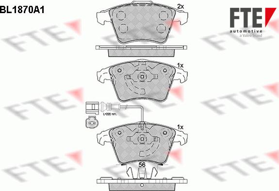 FTE BL1870A1 - Kit pastiglie freno, Freno a disco www.autoricambit.com