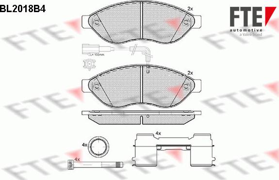 FTE BL2018B4 - Kit pastiglie freno, Freno a disco www.autoricambit.com