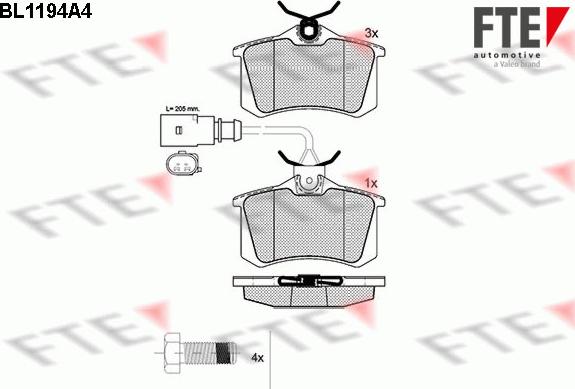 FTE BL1194A4 - Kit pastiglie freno, Freno a disco www.autoricambit.com