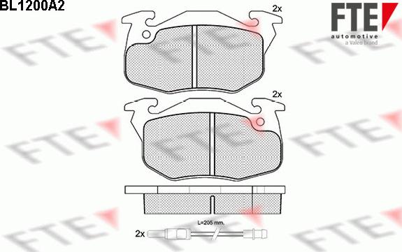 FTE BL1200A2 - Kit pastiglie freno, Freno a disco www.autoricambit.com