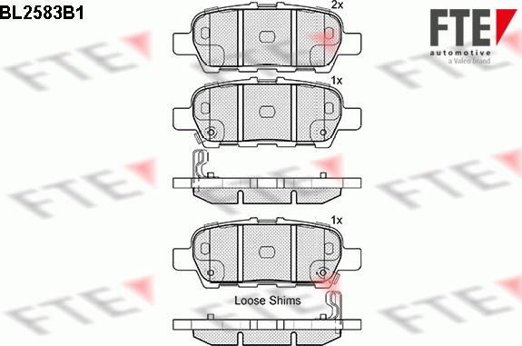 FTE BL2583B1 - Kit pastiglie freno, Freno a disco www.autoricambit.com