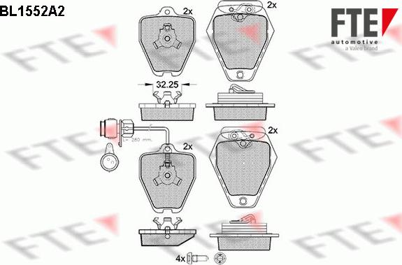 FTE BL1552A2 - Kit pastiglie freno, Freno a disco www.autoricambit.com