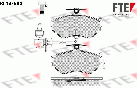 FTE BL1475A4 - Kit pastiglie freno, Freno a disco www.autoricambit.com