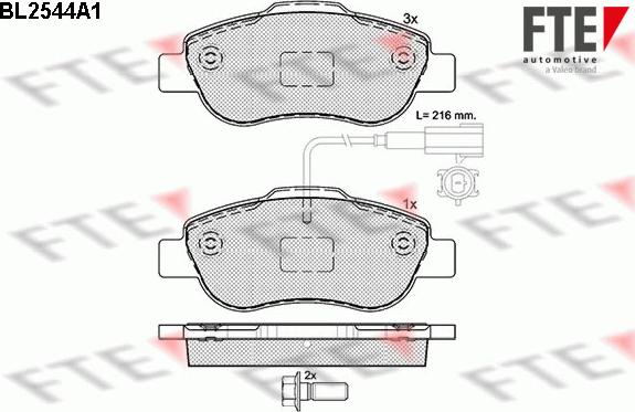 FTE BL2544A1 - Kit pastiglie freno, Freno a disco www.autoricambit.com