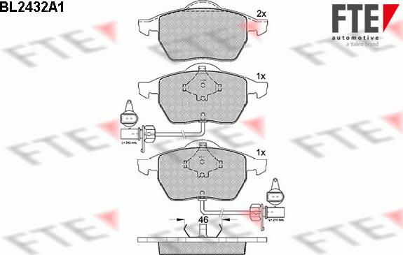 FTE BL2432A1 - Kit pastiglie freno, Freno a disco www.autoricambit.com