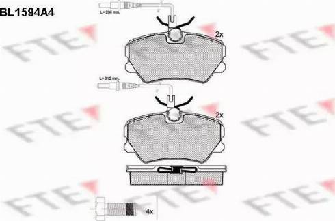 FTE BL1594A4 - Kit pastiglie freno, Freno a disco www.autoricambit.com