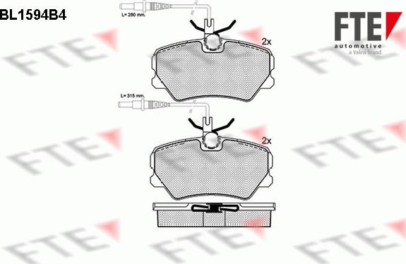 FTE BL1594B4 - Kit pastiglie freno, Freno a disco www.autoricambit.com