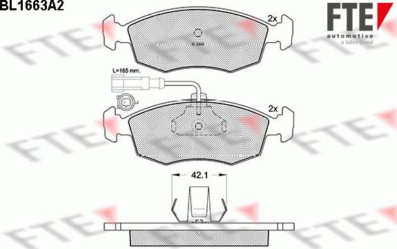 FTE BL1663A2 - Kit pastiglie freno, Freno a disco www.autoricambit.com