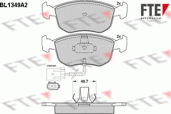 FTE BL1349A2 - Kit pastiglie freno, Freno a disco www.autoricambit.com