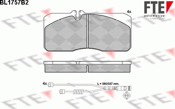 FTE BL1757B2 - Kit pastiglie freno, Freno a disco www.autoricambit.com