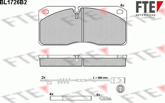 FTE BL1726B2 - Kit pastiglie freno, Freno a disco www.autoricambit.com