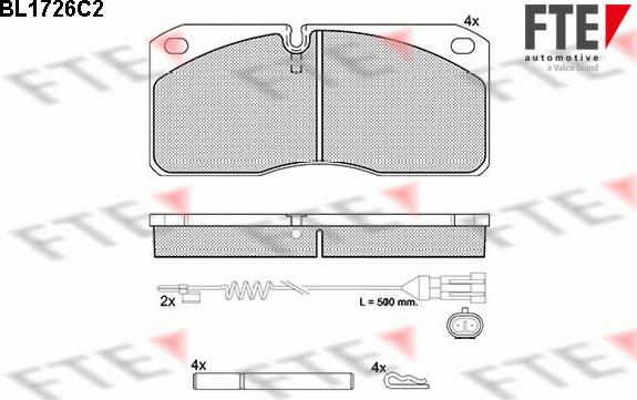 FTE BL1726C2 - Kit pastiglie freno, Freno a disco www.autoricambit.com