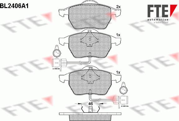 FTE BL2406A1 - Kit pastiglie freno, Freno a disco www.autoricambit.com