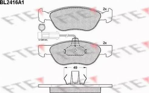 FTE BL2416A1 - Kit pastiglie freno, Freno a disco www.autoricambit.com